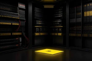 ilustrasi petugas menyita perangkat server mikrotik ilegal dari rak server