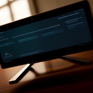 ilustrasi grafik kerugian finansial berwarna merah di meja direktur keuangan akibat downtime internet