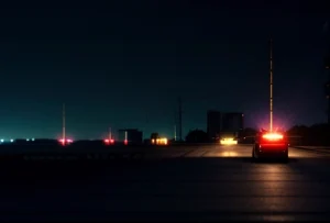 ancaman kerusakan kabel serat optik udara akibat tabrakan truk kontainer dan cuaca buruk badai di kawasan pabrik