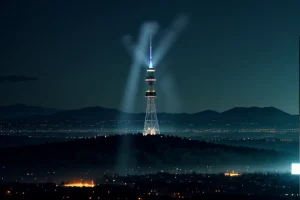 topologi transmisi udara radio microwave antar gedung tanpa kabel fiber optik