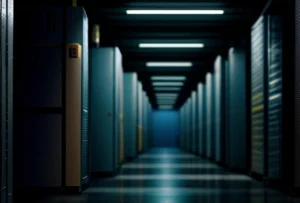 pekerja logistik menggunakan handheld scanner barcode wms yang terkoneksi ke jaringan wifi gudang