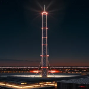 sistem failover cadangan menggunakan antena nirkabel radio microwave point to point di atap pabrik