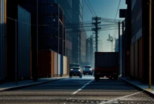 kabel fiber optik tiang putus tersangkut kontainer di kawasan industri