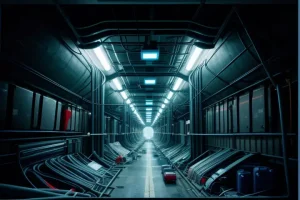 teknisi ahli memasang kabel fiber optik internet bawah tanah di kawasan bisnis bebas hambatan cuaca