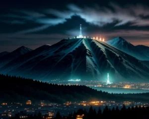 arsitektur perhitungan area zona fresnel untuk memetakan ruang tembak gelombang mikro di atas pepohonan kawasan perbukitan