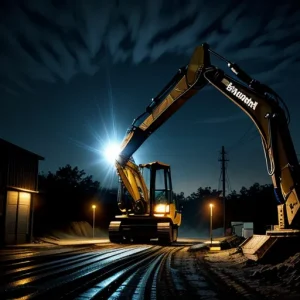 ancaman alat berat ekskavator memutus kabel fiber optik utama pabrik di kawasan industri manufaktur