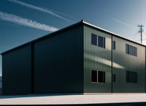 antena penerima sinyal internet satelit LEO yang terpasang di atap fasilitas pabrik manufaktur terpencil