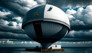 kubah pelindung antena vsat maritim berteknologi motor gyro stabilizer di atap geladak kapal laut kargo