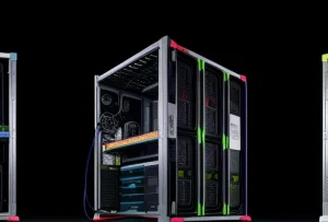 perbedaan ekstrem antara spaghetti cabling yang berantakan dengan instalasi kabel rapi di data center