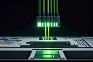 dokumen as-built drawing arsitektur jaringan it di atas meja kerja teknisi beserta alat ukur tester kabel fiber optik