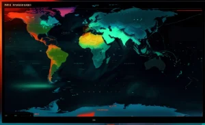 Visualisasi antarmuka perangkat lunak traceroute mendeteksi penundaan tinggi pada rute kabel internasional