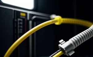 Infrastruktur pelabelan kabel yang rapi sesuai standar TIA-606-B di dalam ruang server rak jaringan