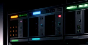 Perangkat mikrotik router dan switch core di ruang server