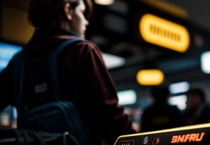 ilustrasi polusi sinyal wifi 2.4ghz di meja kasir ritel yang mengganggu mesin EDC