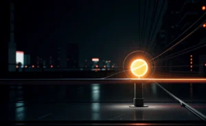 Infrastruktur redundansi ganda menggabungkan rute kabel fiber optik utama dan cadangan nirkabel gelombang mikro pada atap gedung korporat.