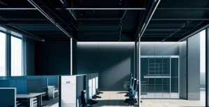 skema topologi perbedaan tarik kabel vertikal riser shaft dan horizontal plenum gedung perkantoran