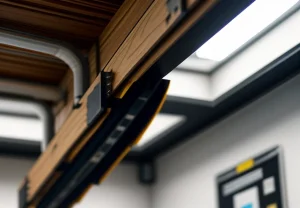 Teknisi IT profesional memasang Access Point ceiling mount enterprise kabel cat6